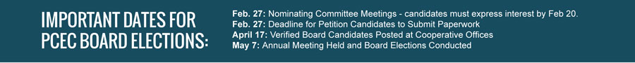 Important Dates For PCEC Board Elections