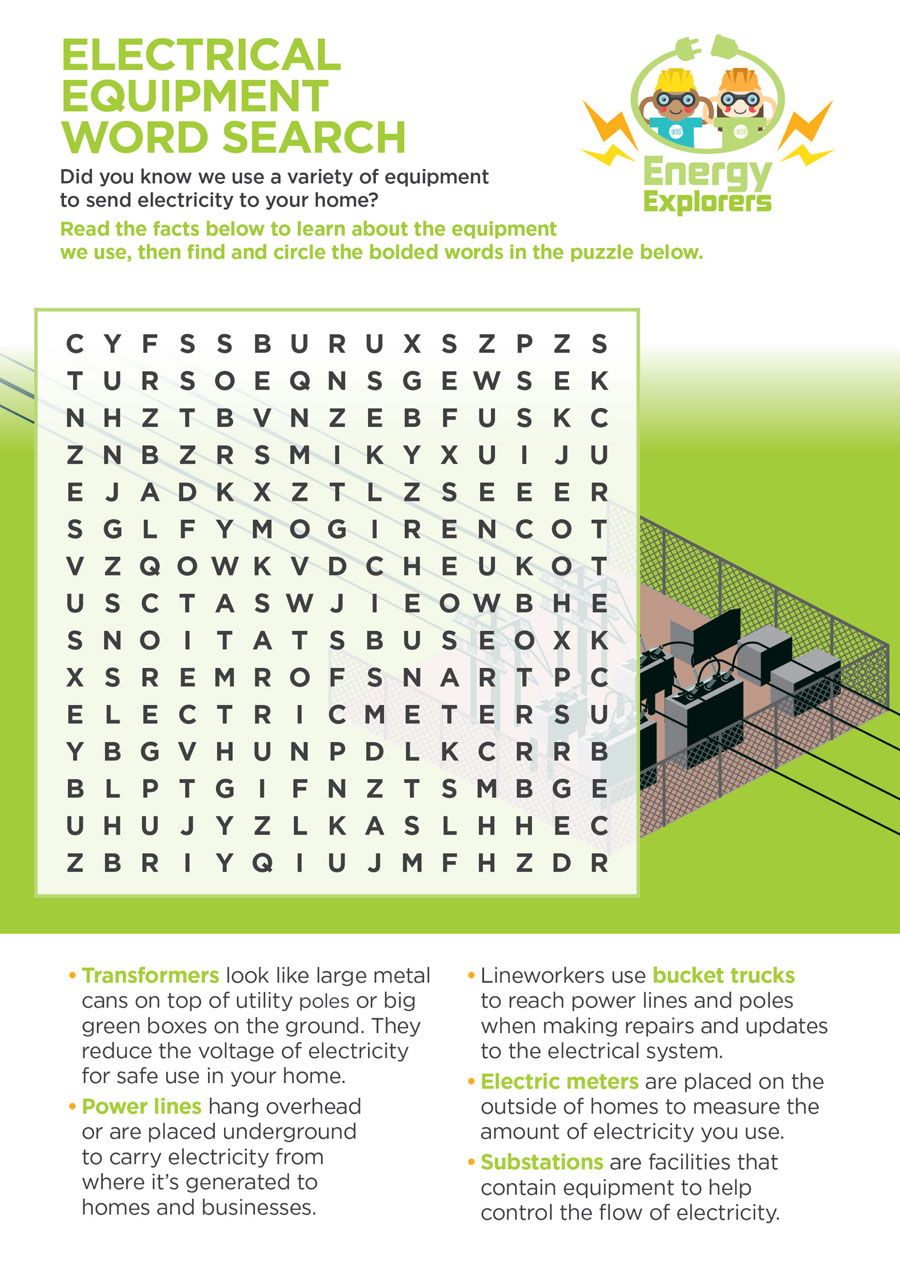 Electrical Equipment Word Search